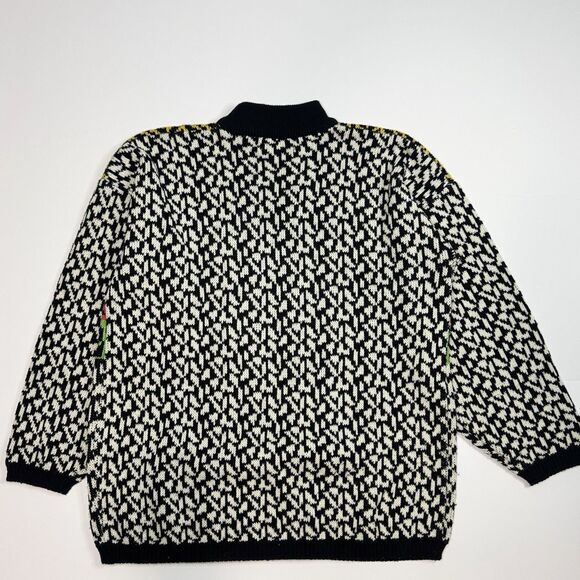 Vintage 90s Jamie Scott Abstract Knit Sweater Women's Size S Wild Pattern - Picture 2 of 8